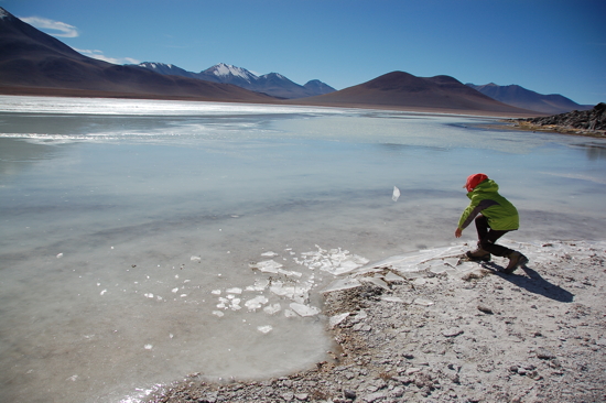 Ricochets de glaçons sur la Laguna blanca