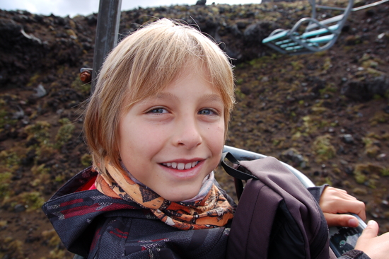 Sur le télésiège pour monter au Ruapehu