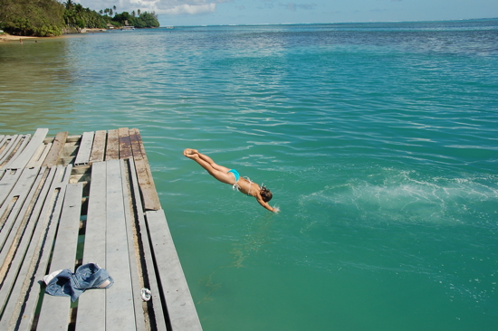 Joli plongeon du ponton