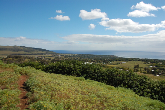 Vue sur Hanga Roa depuis Puna Pau