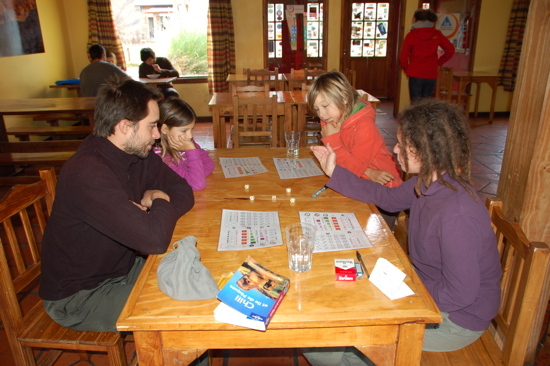 Yatzee pendant la pluie avec Aurélie et Romain